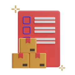 online shopping, objects package checking illustration 3d