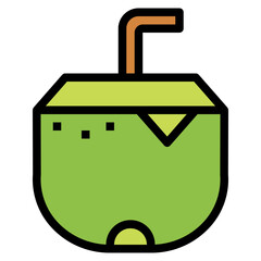 Coconut filled outline icon style