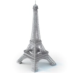 Cartoon Eiffel tower, isometric, isolated on white background, ai generated illustration