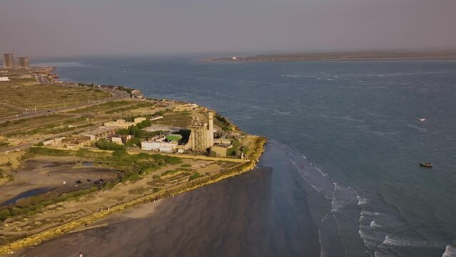 Drone shot of the new project by EMAAR near Karachi beach in Pakistan.