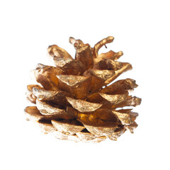 Gold Christmas cone isolated on white background