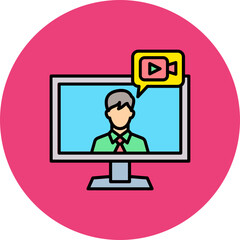 Live Stream Multicolor Circle Filled Line Icon