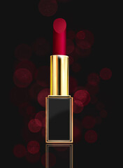 Women's red lipstick. makeup cosmetics