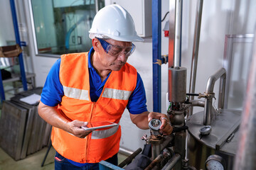 Electrical engineer inspection thermocouple and commissioning during pressure steam drum shutdown