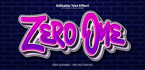 Zero One editable text effect in modern trend style