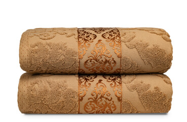 multi-colored Terry cotton bath towels, isolate on a white background