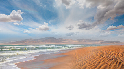 Namib desert with Atlantic ocean meets near Skeleton coast -  Namibia, South Africa © muratart