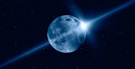 Obraz na płótnie Canvas Full Moon in the space with sunshine 