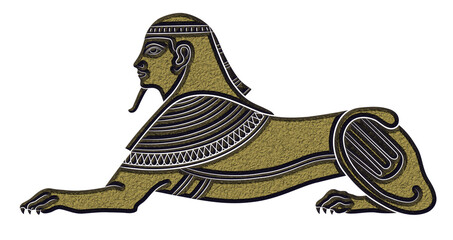 Sphinx - mythical creature of ancient Egypt on transparent background