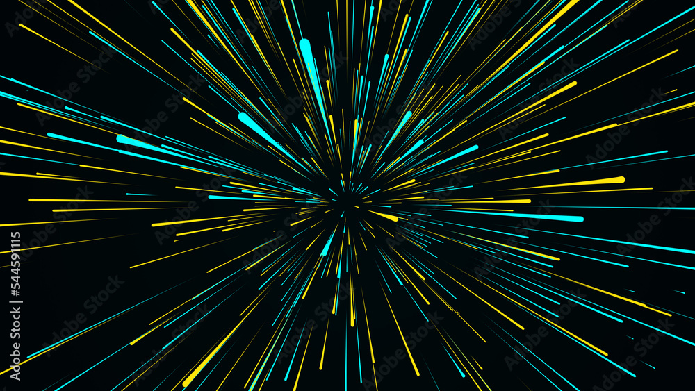 Poster abstract hyperspeed background. movements of big data cyberspace. dynamic light lines on the speed. 