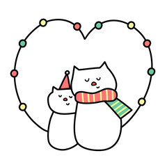 cute cat and Christmas vector design , cute cartoon Christmas illustration 