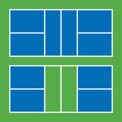 Top view of the pickleball court in exact proportions - obrazy, fototapety, plakaty
