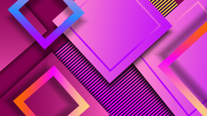 Abstract orange pink and purple gradient background with square shapes