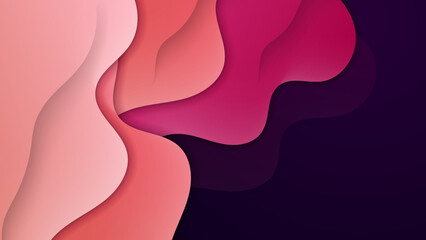 Abstract pink wave curve background with 3d overlap layers. Vector abstract graphic design banner pattern presentation background wallpaper web template.