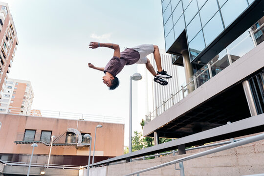Boy Doing Parkour Portrait