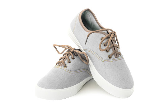 Grey shoes sneakers in PNG isolated on transparent background