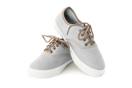 Grey shoes sneakers in PNG isolated on transparent background