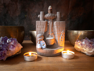 Still life with censer of reflux incense.