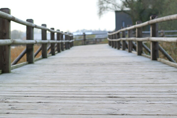Fototapeta premium empty wooden pathway at the lake