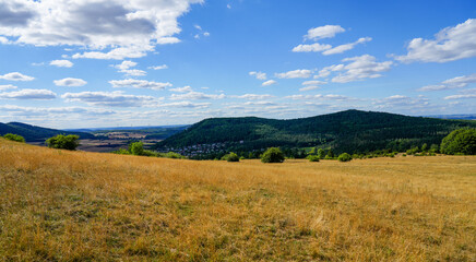 Nature in the Dörnberg nature reserve. View of the surrounding countryside near Kassel.
