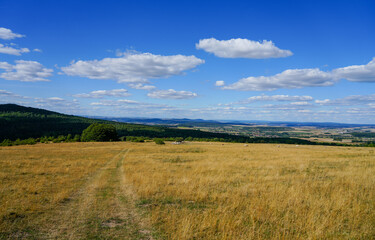 Obraz premium Nature in the Dörnberg nature reserve. View of the surrounding countryside near Kassel. 