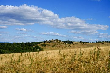 Nature in the Dörnberg nature reserve. View of the surrounding countryside near Kassel.
