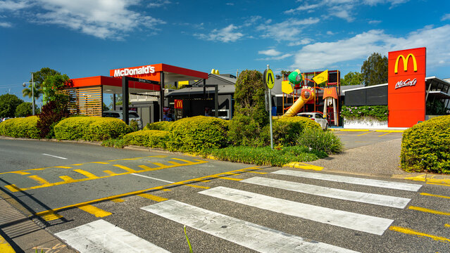 Gold Coast, Queensland, Australia - Oct 15, 2022: McDonald's restaurant building in Harbour Town