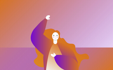 vector young girl gradient illustration plus size