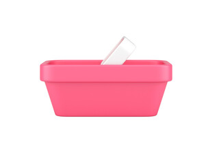 Marketing pink shopping basket adding goods digital store online purchasing realistic 3d icon