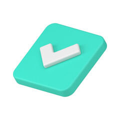 Isometric green diagonal placed accept checkmark squared realistic 3d icon