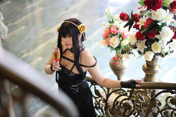 Portrait of a beautiful young woman Cosplay with Spy dress - obrazy, fototapety, plakaty