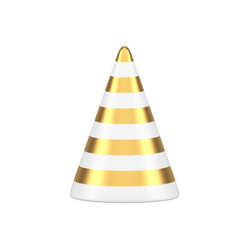 Birthday party cone hat festive holiday celebration costume realistic 3d icon