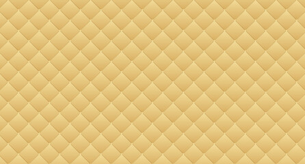 Simple upholstery quilted background. Gold leather texture sofa backdrop. Vector illustration