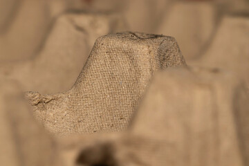 Selective focus, shallow depth of field, close up of egg tray