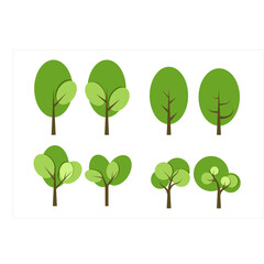 set of green trees nature flat design