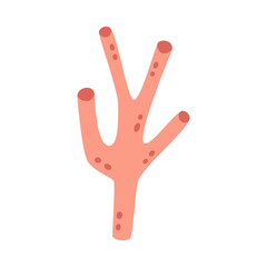 Obraz premium Vector red coral in flat design. Cute water plant. Sea algae.