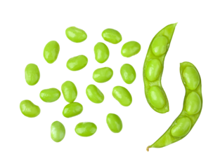 Soy, Green soy beans on transparent png top view.