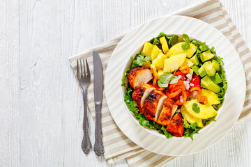 roast chicken breast with pineapple and veggies