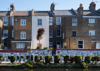 Typical houses, apartment blocks in London, situated near the canal. 