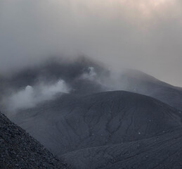 The eruption of the Ebeko volcano. Northern Kuriles. Russia