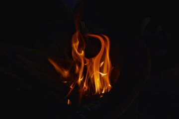 Flames in a burning stove for family holiday cooking.