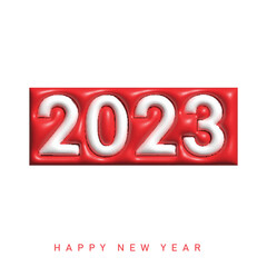 2023 Happy New Year 3d text typography design. Vector