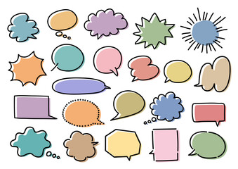 吹き出しのイラストセット: カラフルな背景色の吹き出し