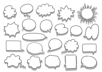 吹き出しのイラストセット: グレーの影付き