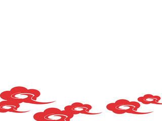 中華風の雲背景　横位置　ホワイト＆レッド