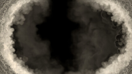 Grey smoke frame like tunnel in clouds, isolated - object 3D rendering