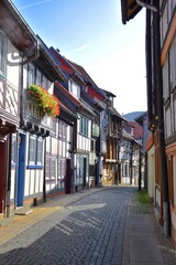 Fototapeta premium Antique street in the old town of Wernigerode, Germany