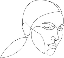 Single line drawing of woman portrait. Abstract hand drawn minimalism style vector illustration.