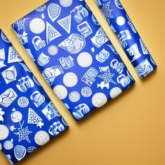 Wrapped Channukah Presents in Blue and Silver 