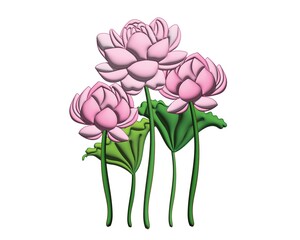 Lotus 3D illustration flower decoration art floral artwork botanical printable